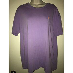 Vtg Polo Shirt Mens SZ L Ralph Lauren Worn Distressed Single Stitch Light Purple
